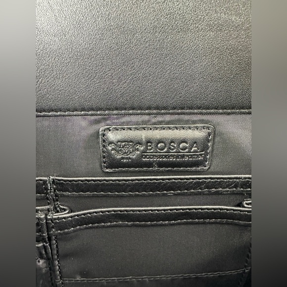 Vintage BOSCA double gusset black leather briefcase with shoulder strap - Picture 11 of 16